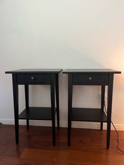 IKEA nightstands in dark brown