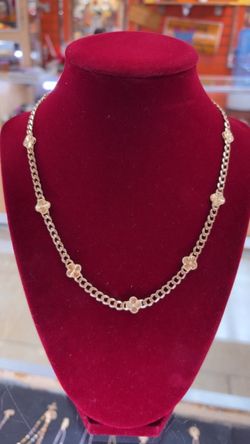 14k Clover Cuban Necklace