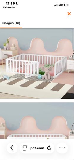 White Wood Floor-Level Baby Playpen