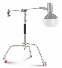 NEEWER Heavy Duty Stainless Steel C Stand with Boom Arm & Wheels