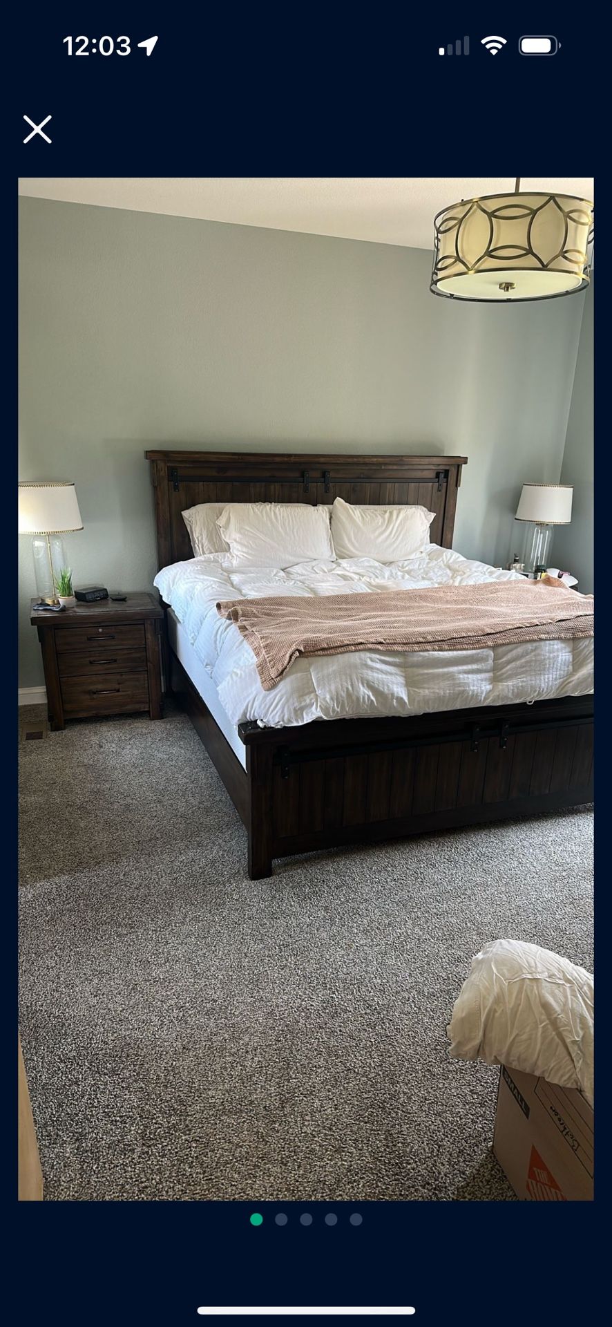 King Bedroom Set With Bed Frame, 2 Night Stands And Dresser