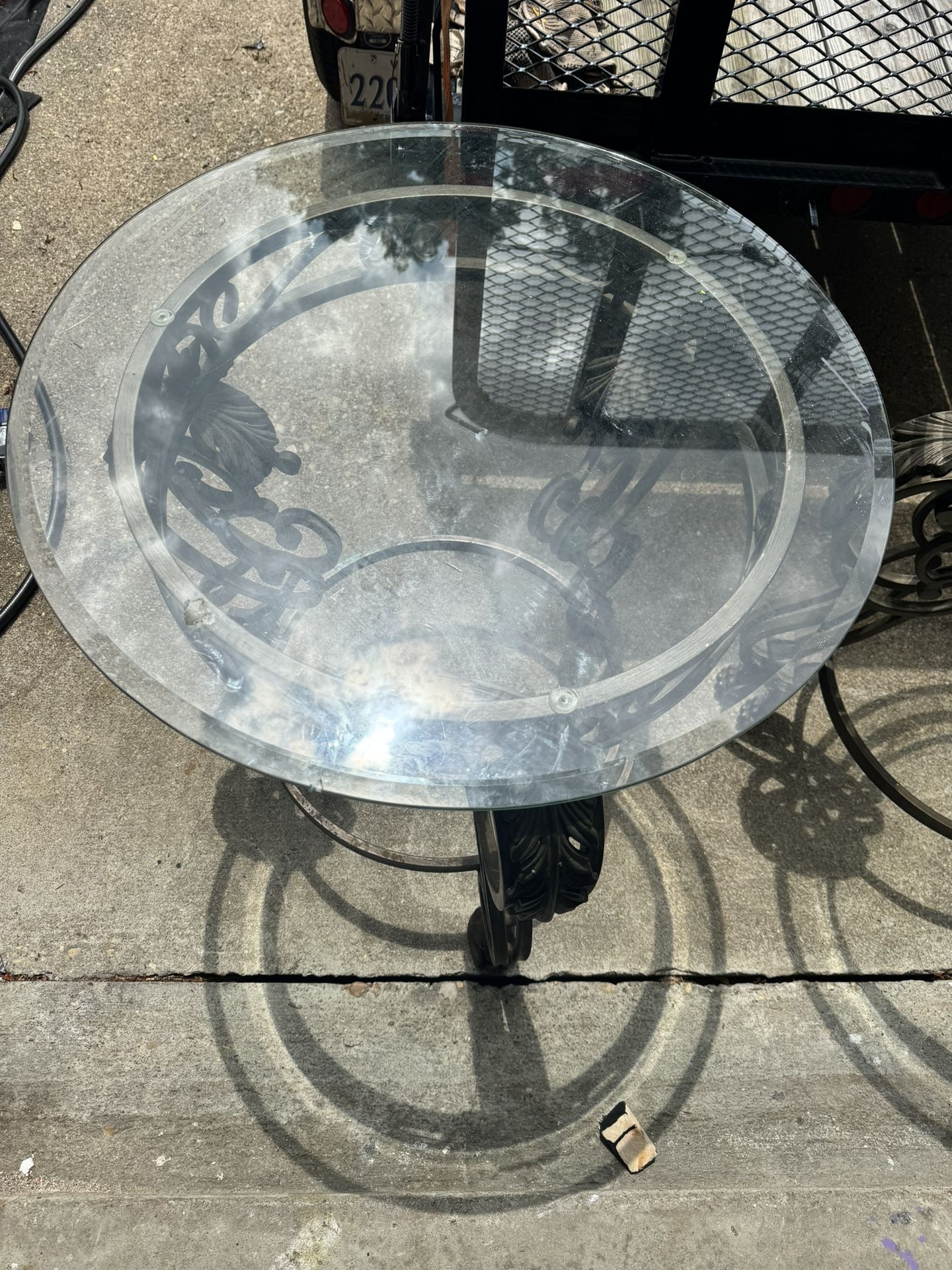 Round Glass End Table 