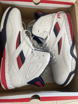 Brand New Fila Size 13 High Top DEREVERSE White Navy Red