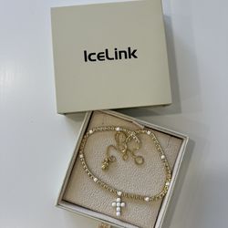 IceLink - 14K Gold Plated Cross Necklace