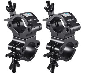 TUV Pro-Swivel Truss Clamp Black 2 inch, 2 Pack Rualin Heavy Duty 500kg Swivel Coupler 50mm Truss Clamps, Dual Head Turn As Needed Two 360 Degree Ligh