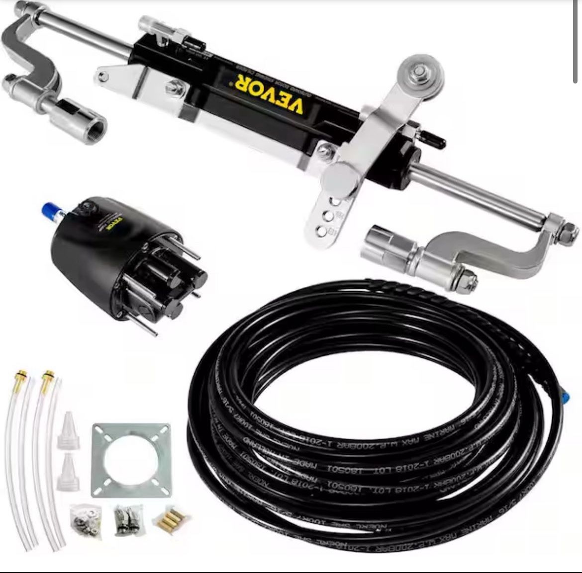 Hydraulic Steering Kit 300HP Hydraulic Steering Compact Cylinder Hydraulic Outboard Steering Kit with Helm Pump