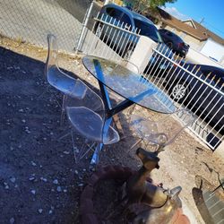Glass Dinner Table For Dining room Mesa De Vidrio Con Sus Sillas 4 Transparent Chairs