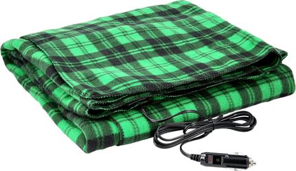 Heated Blanket - 12-Volt Electric Blanket For Car, Truck, SUV, Or RV - Portable Winter Car Accessories For Camping Or Travel By Stalwart (Green And Bl