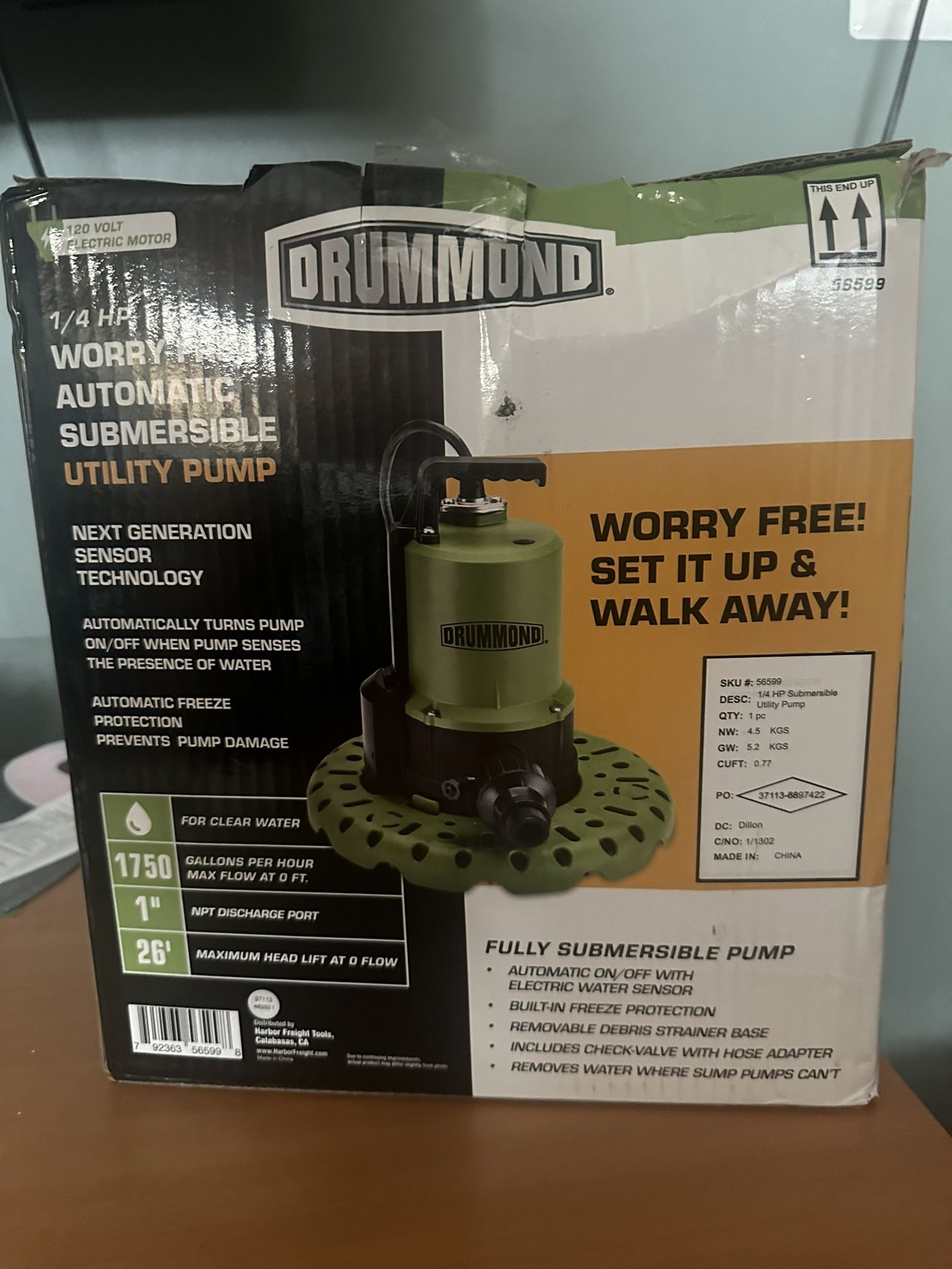 1/4 HP Worry-Free Automatic Submersible Utility Pump