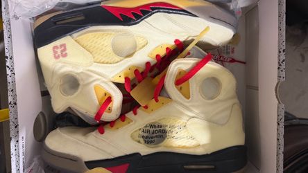 Off-White x Air Jordan 5 “Sail” – Size 13 – OG Box & Accessories