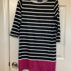 Basic Editions Striped, 3/4” Sleeve Dress - Size S