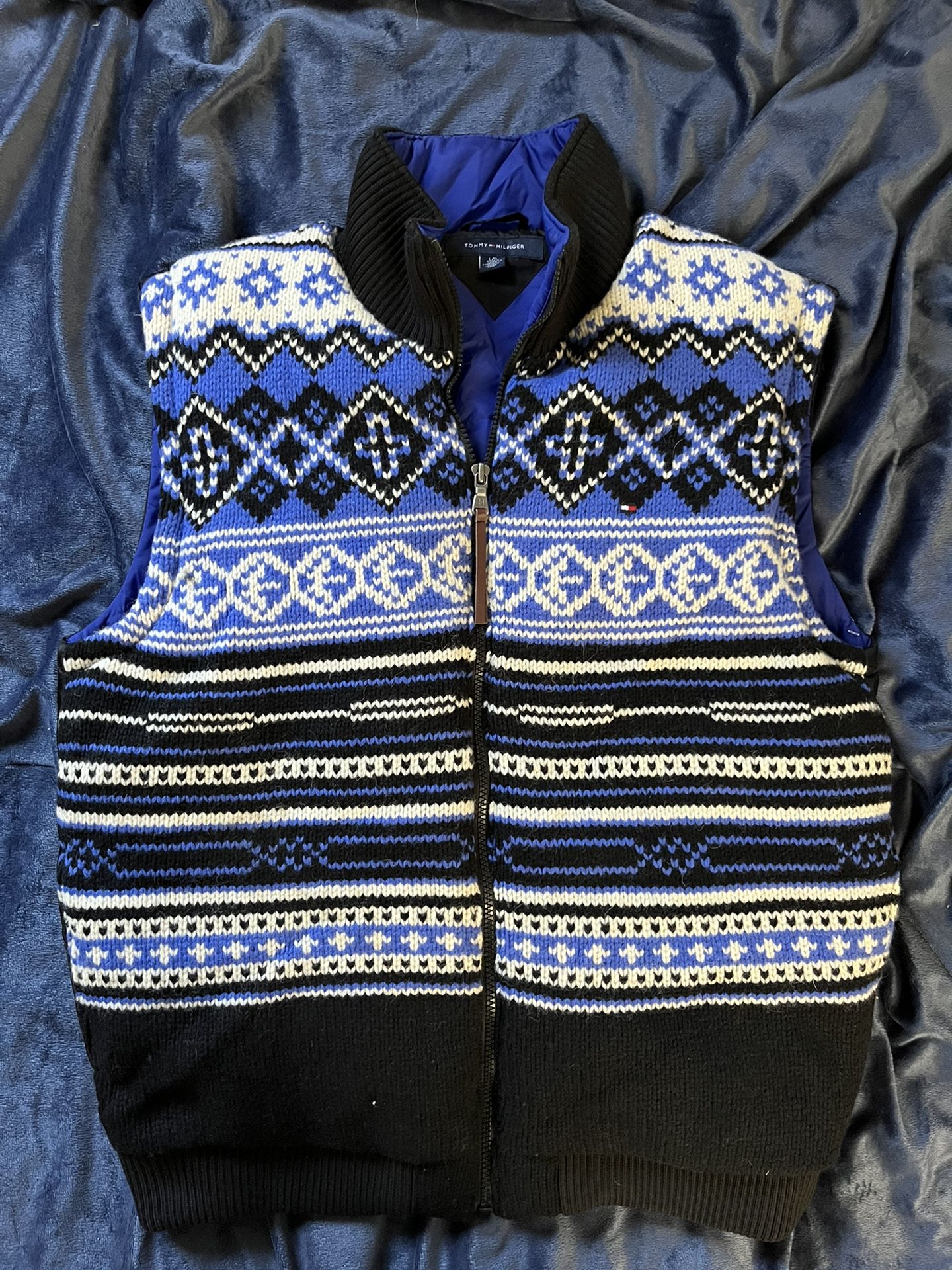 Tommy Hilfiger Blue Knit Puffer Vest Size Large