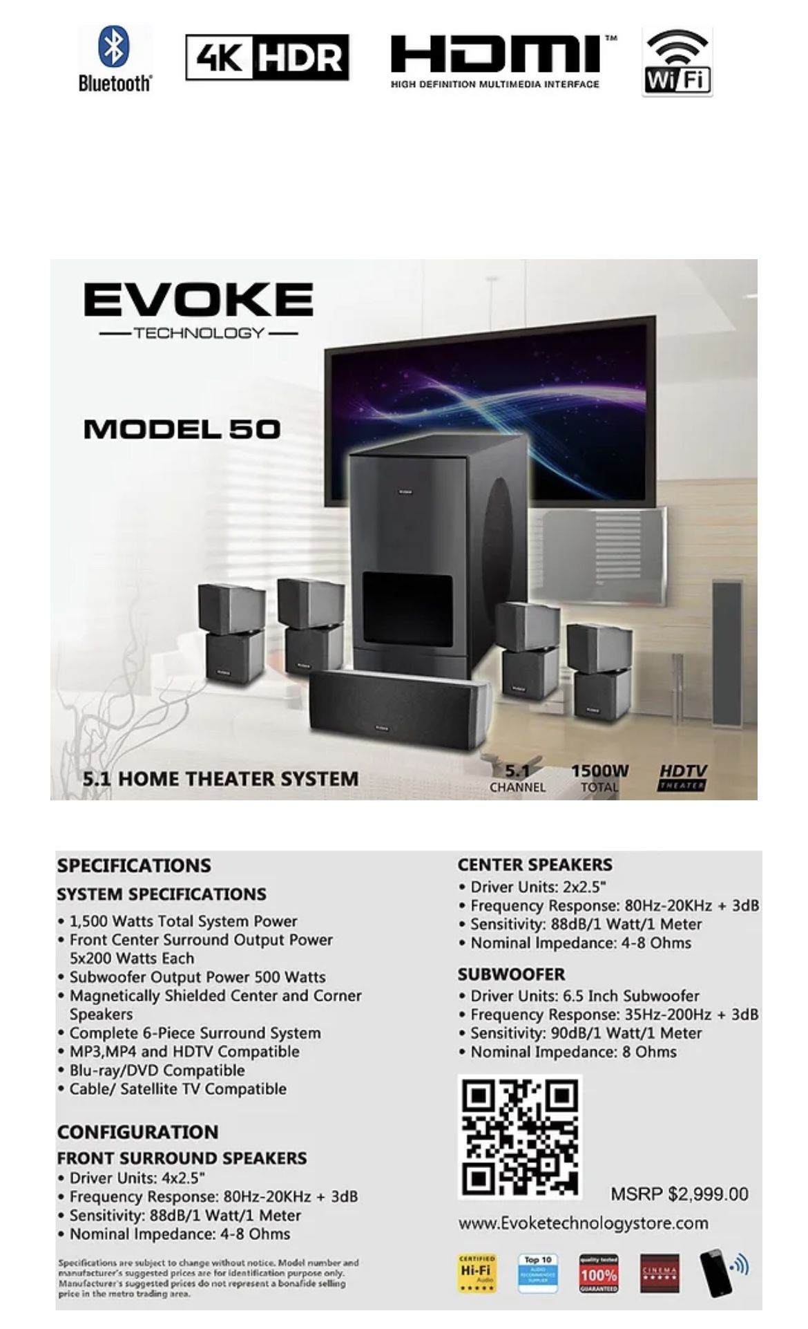 Evoke Technology 5.1 Home Theatre System Model 50