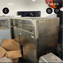 Restaurant tables and refrigerator