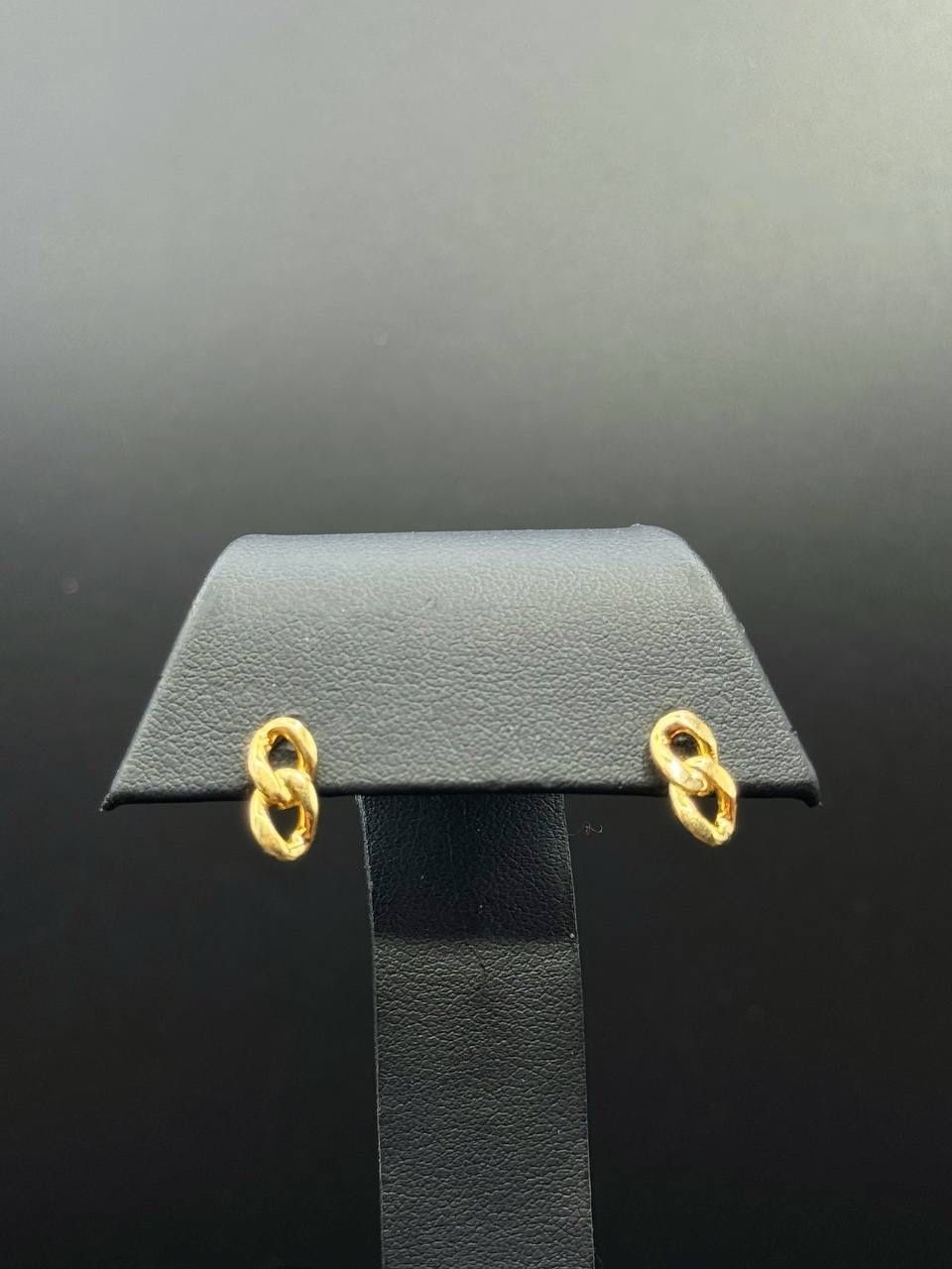 14k yellow gold chain link stud earrings