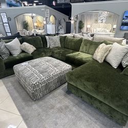Aria Luscious Spinach Customizable Sectional 