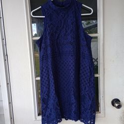 Love, Fire Navy Embroidered Sleeveless Dress Sz Medium 