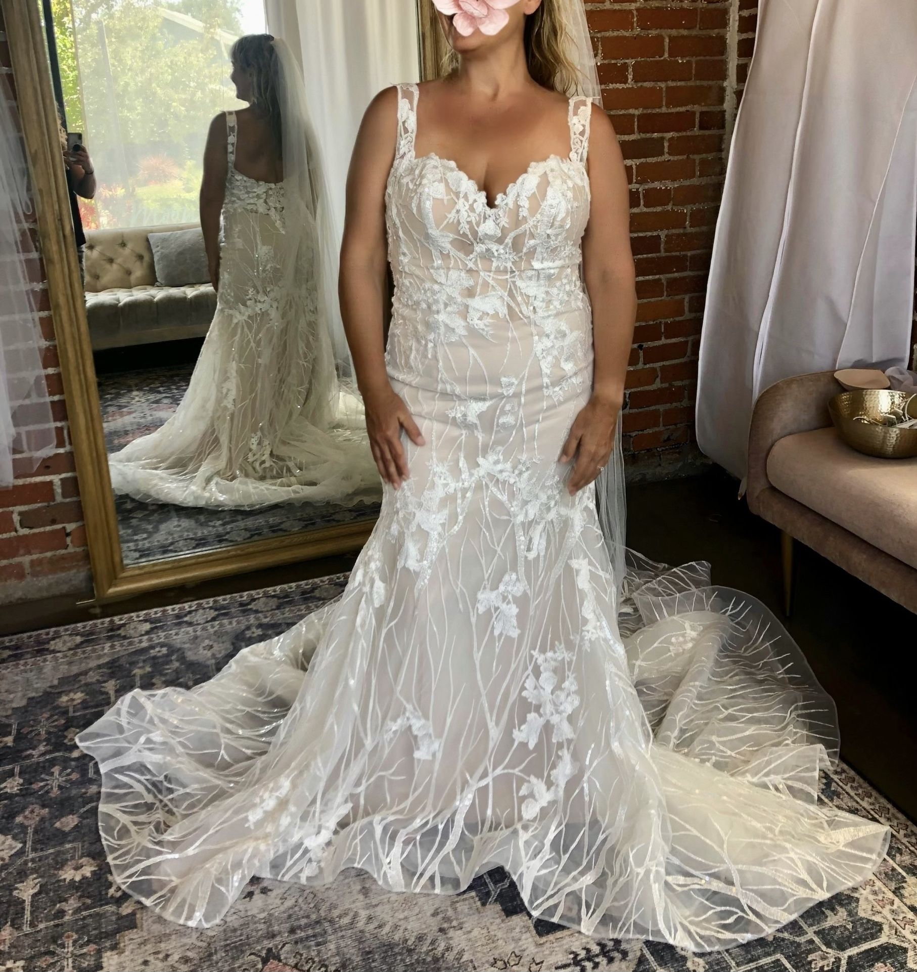 🌸 Stunning Once-Worn Patricia Lace Mermaid Wedding Gown – Beach Bride Perfection! 🌸