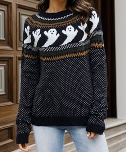 Halloween Ghost Knit Pullover Sweater