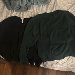 2 HnM Sweatshirts Black (L) And Green (XXL)