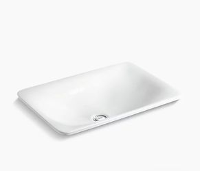 21" rectangular drop-in bathroom sink, no overflow