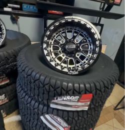 On sale. Metal fx slayer 15x8 or 15x10 Beadlock wheels & 33x10-15 Tensor Regulator tires for 5 & 6 lug SXS UTV (We Finance)