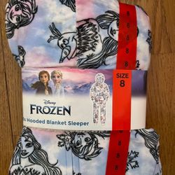 Disney, Frozen Princess Anna And Elsa Kids Hooded Blanket Sleeper Pajama