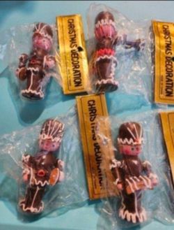 Set Of 4  Vintage Whimsical Christmas  Ornaments - Chocolate Musical Band Soldiers