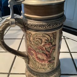 Beer Stein Pewter Top  From Germany