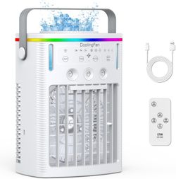 Portable Air Conditioners, 4-in-1 Personal Mini Air Cooling Fan With 1000ml Water Tank, 2/4/6H Timer, 3 Mist, 7 Night Light USB Charging Small Air Coo
