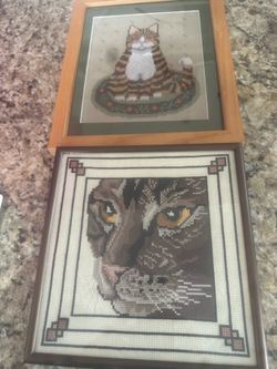 Vintage Crosstitch cat frames