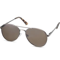 Weatherproof Vintage Designer Sunglasses for Men [NEW], UV400 Protection, Durable Metal Aviator Frame (Shiny Silver)