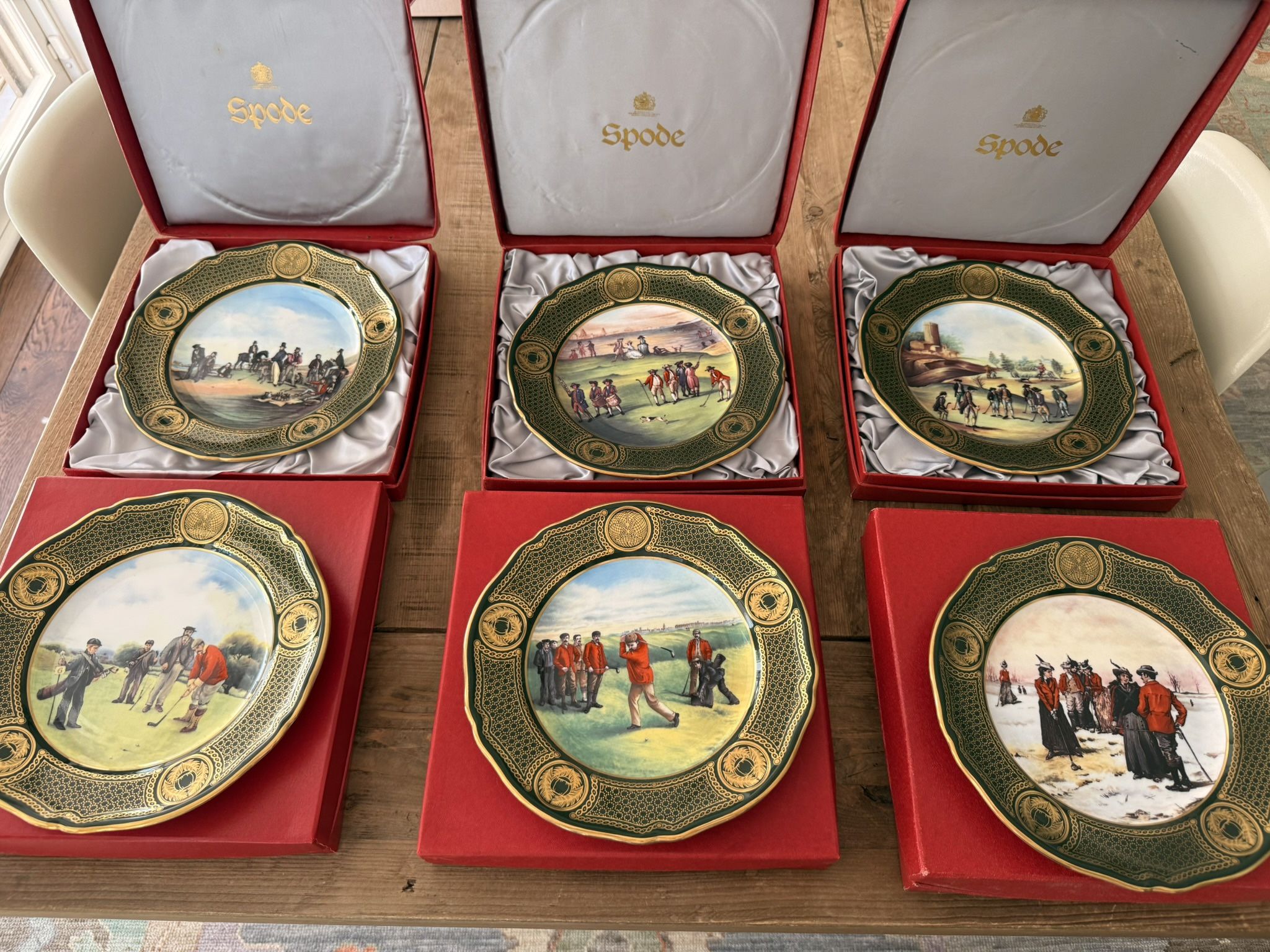 Complete set of 6 Spode 'The Antique Golf Series Plate'