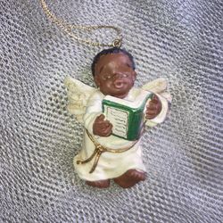 Ebony Treasures African American Angel Christmas Ornament 
