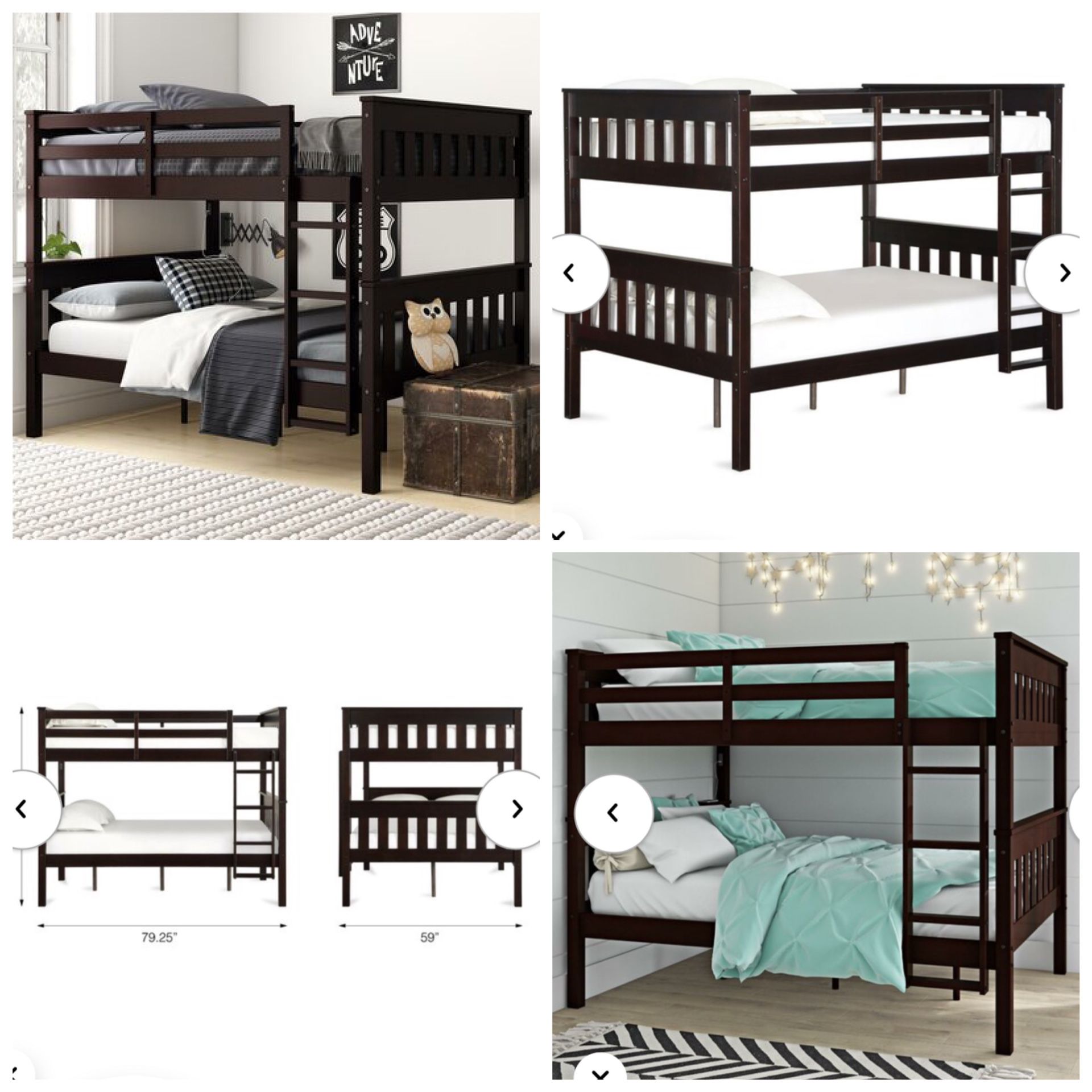 Black bunk bed frame only mattress not included
