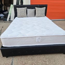 QUEEN SIZE BED FRAME WITH MATRESS VERY GOOD CONDITION 