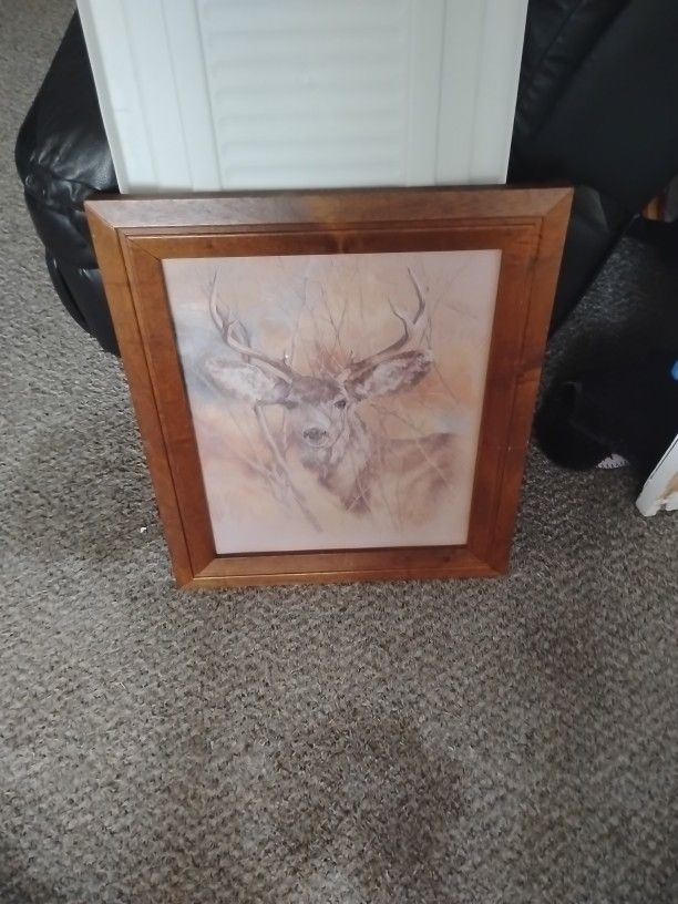 Wall decor painting/drawing of Buck in woods