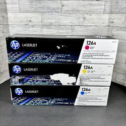 HP 126A Cyan/Magenta/Yellow Genuine Yield Toner Cartridge Set of 3 NEW 