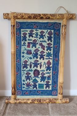 Vintage Beautiful Cloth Bamboo Wall Art