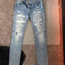 Amiri Thrasher Blue Denim Patches Size 32