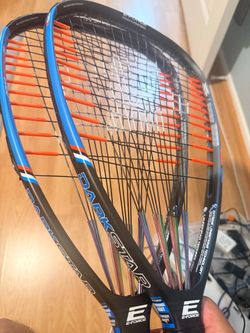 E-forcé racquetball racquets. No cracks stock strings 170grams.