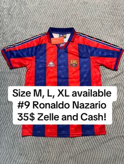 #9 Ronaldo Retro Fc Barcelona Soccer Jersey in Sizes M L and XL