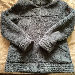 Free Country Blue-green fleece zip-up jacket. 