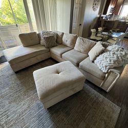  Beige Couch  with Ottoman 