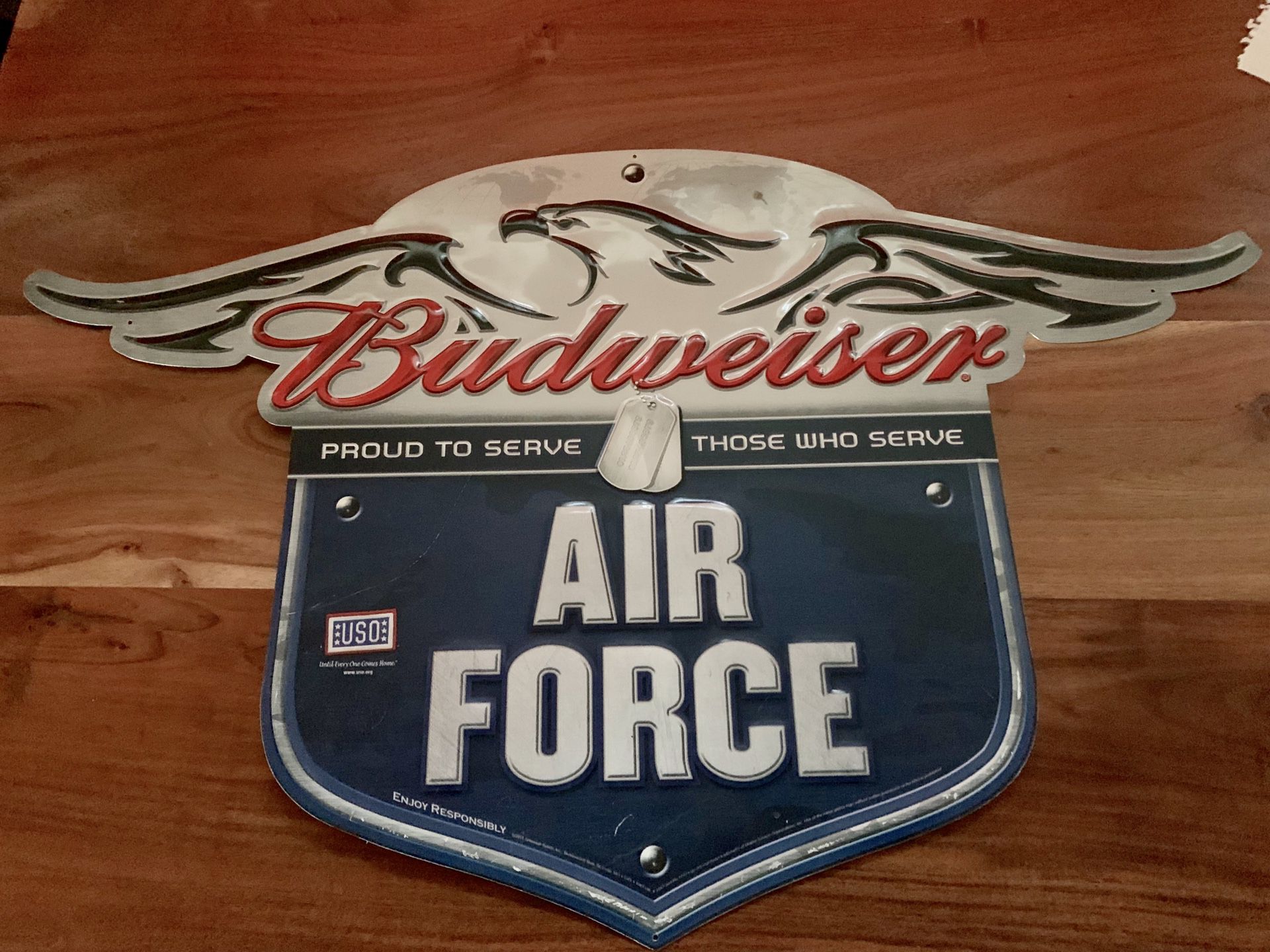 Budweiser Air Force Metal Bar Sign