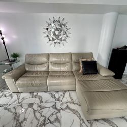 Spacious Tan Leather Couch – Must Pick Up!