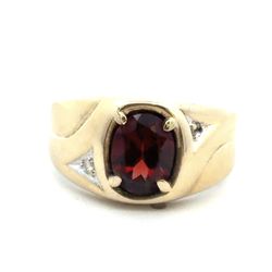 Men’s 10k Yellow Gold Oval Red Stone Pinky Ring Size 7 GP3124795
