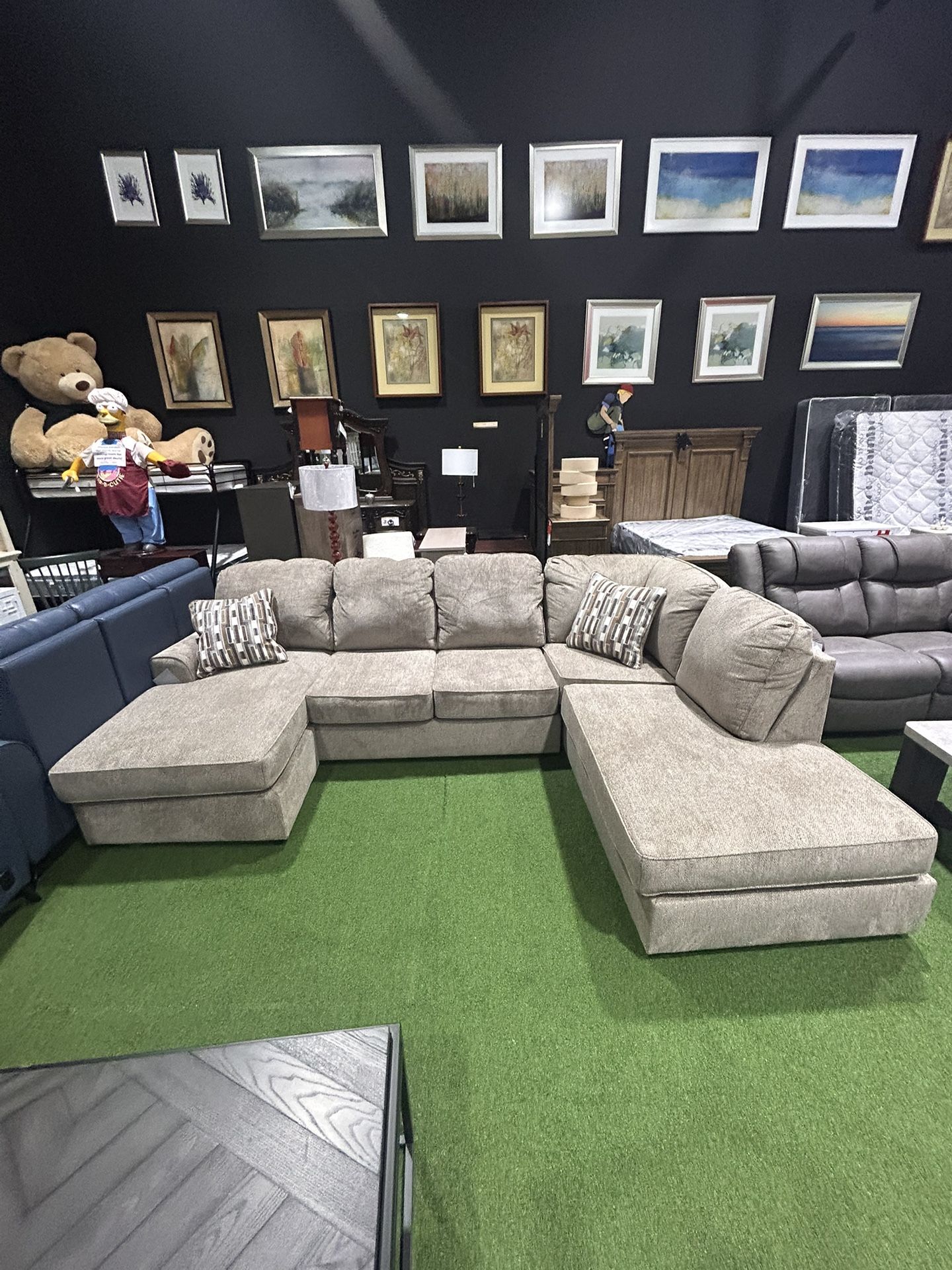 Gray Fabric U-Shaped Sectional Sofa Couch β Dual Chaise Design