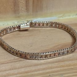 🇮🇹Italian 14k Solid Gold Multi Toned Chain Bracelet 7in Long 0.5cm Width 11.53g