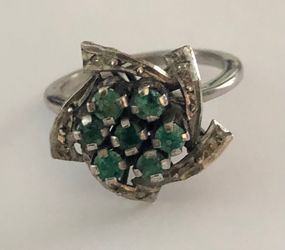 Vintage Palladium Emerald Ring